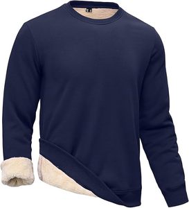 Pull-over chaud en molleton pelucheux rouge bordeaux pour homme, doublé sherpa, col rond, épais, 100 % coton, vente en gros - Product Image 3