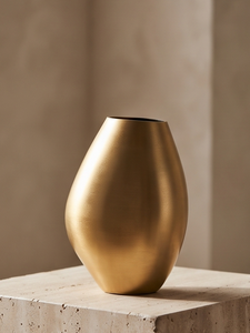 Vase décoratif moderne en métal doré texturé, style galet, pour bibliothèque, bureau, décoration de table, vente en gros - Product Image 5