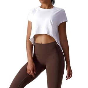 Camiseta Blanca de Verano para Mujer, Estilo Crop Top Oversize, Ecológica, Personalizable (OEM), 100% Algodón, Tejido Elástico, Corte Holgado Informal - Product Image 1
