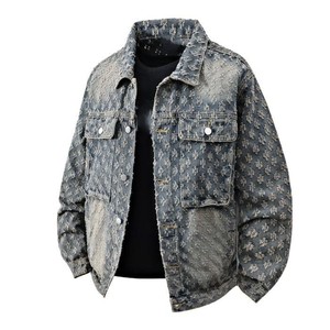 Veste en jean bleue pour homme, vente en gros |   Jean bleu |   Veste en jean pour homme avec logo brodé |   Approvisionnement direct usine US - Product Image 4