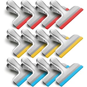 Confezione da 12 Clip per Sacchetti in Acciaio Inox con Copertura in Silicone, Codificate per Colore, Sigillatura Ermetica per Sacchetti Alimentari, Niente Più Bordi Affilati - Product Image 1