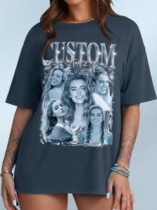 Camiseta Extra Grande para Mujer con Diseño de Múltiples Caras, Cuello Redondo, Manga Corta, Corte Holgado, 100% Algodón Jersey, Impresión Personalizada - Product Image 6