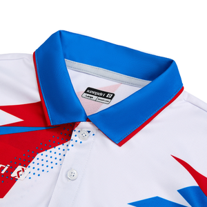 Polo unisexe personnalisé imprimé par sublimation, extensible dans quatre directions, respirant, anti-transpiration, séchage rapide, en Spandex/Polyester - Product Image 5