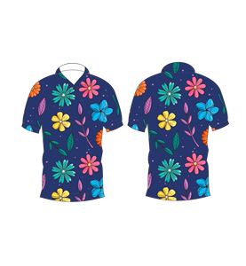 เสื้อโปโลผู้ชายสีน้ำเงินกรมท่าพิมพ์ลายดอกไม้หลากสีแขนสั้นลำลองแฟชั่นฤดูร้อน - Product Image 6