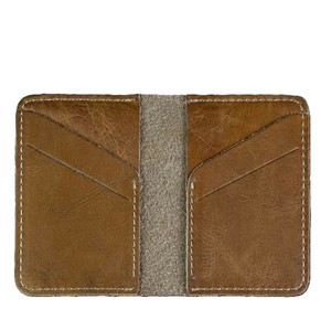 Vintage Tan Textured Genuine Leather Bi Fold Vertical <b>Wallet</b> Slim Six Diagonal <b>Card</b> Slots Compact Travel Cash Organizers For <b>Men</b> - Product Image 5