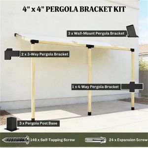 Kit Telaio in Rattan Nero con Base a Colonna per Pergola, Gazebo o Padiglione, Inclusi Dettagli in Vimini - Product Image 4