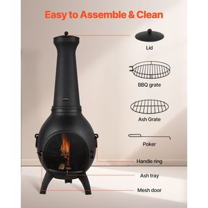 18 pollici all'aperto a combustione di legno con griglia a rete e camino elegante Chimenea per l'intrattenimento all'aperto - Product Image 2