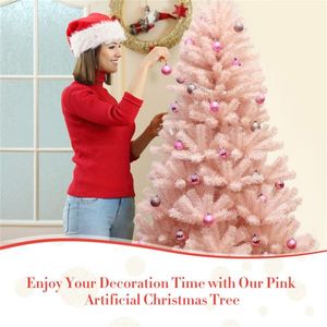 Árbol de Navidad Artificial Preiluminado de 300 cm (6 pies), Color Rosa, con Bisagras, Base de Metal, Aspecto Realista, Papel PET, Personalizado para Uso en Exteriores - Product Image 4