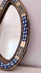 Bone Inlay Wall <b>Mirror</b> <b>Frame</b> with Intricate Hand Carved Design, Artisan Made Decorative Wall <b>Mirror</b> Interior Decoration - Product Image 4