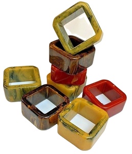 Hot Selling <b>Square</b> Resin Napkin Rings Set Marble Pattern <b>Table</b> Decor <b>Dining</b> Accessory Modern Kitchen <b>Table</b> Styling Set - Product Image 1