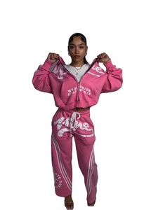 Survêtements pour femmes, style ample, avec fermeture éclair, ornés de strass usés, fabrication en usine, services OEM, vente en gros - Product Image 6