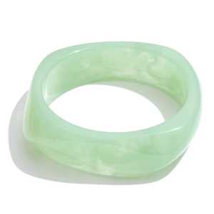 Bracelet large en acrylique coloré, effet jade marbré, arrondi, unisexe, vintage, cadeau tendance - Product Image 2