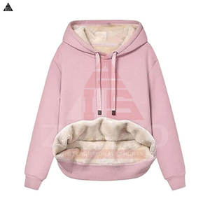 Sudadera básica unisex de algodón mezclado con impresión de logotipo personalizada, sudadera con capucha gruesa de invierno para mujer y ropa urbana femenina. - Product Image 2