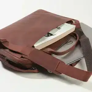 Minimalist Brown Leather Laptop <b>Bag</b> Premium Slim Business Briefcase for Modern Professionals Custom Logo Wholesale Supply - Product Image 4