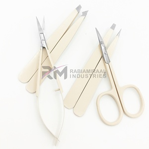 Pinzas para cejas de acero inoxidable con punta inclinada, ligeras, de la marca RMI, producto de primera categoría, con punta plateada y recubrimiento en polvo color nude, juego de pinzas para cejas. - Product Image 5