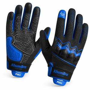 Guantes de Ciclismo KhumBro de Dedo Completo, Antideslizantes, con Correa de Muñeca Ajustable y Puntas para Pantalla Táctil, Azul y Negro, PU, Unisex - Product Image 1