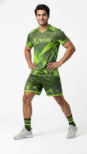 Ensemble maillot et short de volley-ball personnalisé turquoise à motif vague d'eau, OEM, anti-humidité, uniforme d'équipe, vêtements de sport par sublimation, vente en gros - Product Image 5