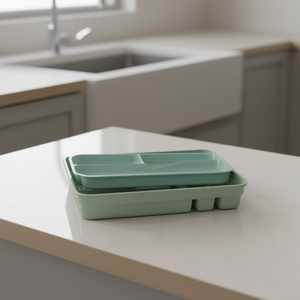 Set di 2 Portaposate Cubertero, Scolapiatti, Organizzatore per Cucina, Vassoio Divisorio Impilabile in Plastica, Taglia L - Product Image 3