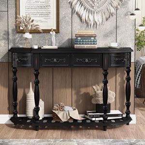 Consolle Moderna Curva con 4 Cassetti e 1 Ripiano per Ingresso, Soggiorno o Corridoio - Product Image 1