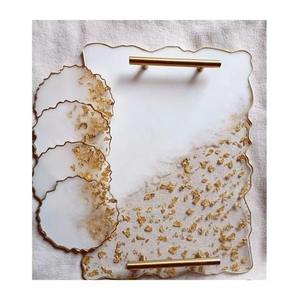 Plateau en résine florale fait main moderne – Plateau de service décoratif en époxy pour coiffeuse, table basse ou maison – Meilleur prix - Product Image 3