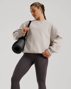 Wholesale Cropped Crew Neck Women's Sweatshirt Drop Shoulder Ribbed Cuffs & Hem Custom Logo Women's <b>Workout</b> <b>Hoodies</b> & Sweatshirt - Product Image 5
