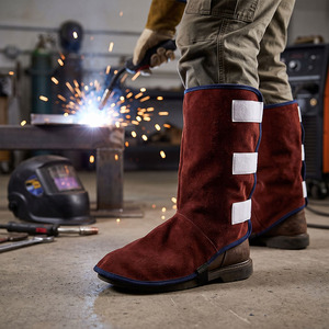 Spats industriels en cuir de vachette souple de qualité supérieure, certifiés CE, résistants à la chaleur, vêtements de sécurité flexibles - Product Image 2
