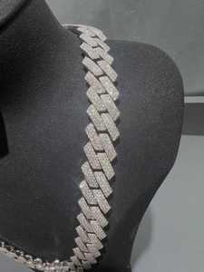 Collier en argent sterling 925 avec moissanite, chaîne cubaine massive de 15 mm et 20 mm, 3 rangs, bijoux hip-hop plaqués or - Product Image 3