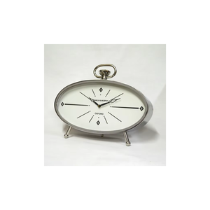 <b>Clock</b> Vintage Silver Oval Table <b>Clock</b> Quartz Analog Desktop Timepiece Decorative Mantel <b>Clock</b> for Home Office Living Room Decor - Product Image 3