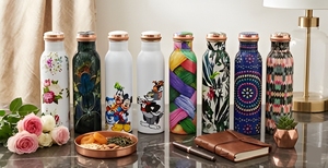 Ensemble de bouteilles d'eau en cuivre imprimées, réutilisables, étanches, design élégant, pour la maison, le bureau, les voyages, les cadeaux et l'usage quotidien. - Product Image 5
