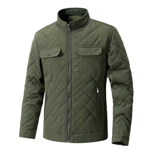 <b>Men's</b> Casual Stand Collar Puffer <b>Coat</b> for Autumn <b>Winter</b> Breathable Plus Business Design Zipper Closure <b>Coat</b> Plain Dyed - Product Image 1