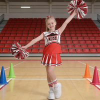Offre Spéciale – Ensemble Classique d'Uniformes de Cheerleading Imprimés, Tissu Rouge, Design Personnalisable, Uniformes de Cheerleading pour les Équipes de Bordure, 100 % Personnalisable