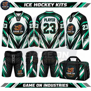 Nouveaux ensembles de maillots et shorts de hockey sur glace de haute qualité, personnalisés avec logo d'équipe, et sacs assortis, au prix de gros direct usine. - Product Image 6