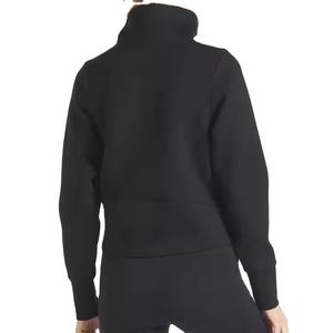 Sweat à capuche oversize pour femme en molleton chaud 100% coton, extensible dans les 4 sens, patchwork, anti-boulochage, manches longues, demi-zip, 400-450 g/m² - Product Image 6