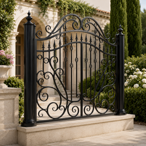 Fournisseur en gros de balustrades décoratives en fer forgé noir de luxe pour clôtures de jardin et de villas - Product Image 2