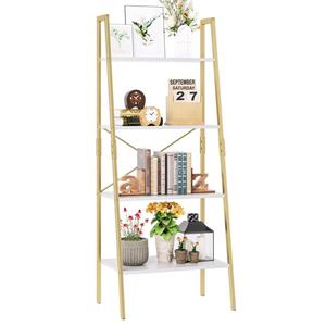 Estantería Esquinera de Madera con Acabado en Nogal, Altura Ajustable, Independiente, con Estructura de Hierro Forjado y Múltiples Niveles de Almacenamiento para el Hogar - Product Image 2