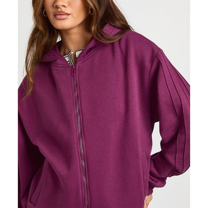 Ensemble de survêtement de sport personnalisé pour femme, 2 pièces : sweat à capuche zippé oversize et pantalon de jogging à taille élastique - Product Image 2