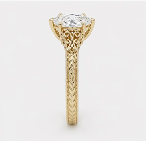 1 Ct Vintage Marquise Cut Diamond Engagement <b>Ring</b> in Yellow <b>Gold</b> Rhodium Plated IGI Certified Luxury Style for Anniversary - Product Image 3