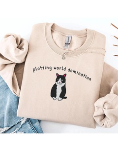 เสื้อสเวตเชิ้ตปักลายแมวสำหรับฤดูหนาว ผ้าฝ้าย 100% พิมพ์ลายดิจิทัล ทรงโอเวอร์ไซส์ - ของขวัญสุดน่ารักสำหรับคุณแม่แมว - Product Image 4