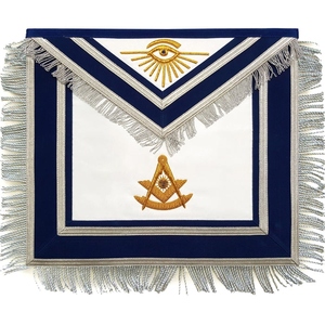 Tablier de Maître Ancien de la Loge Bleue, brodé à la main en or, avec franges argentées, Régalia Maçonnique Premium, Fourniture de Tablier de Loge Cérémoniel pour Francs-Maçons - Product Image 5