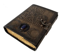 Journal en cuir véritable Vintage en relief fait à la main papier de bord de pont Triple lune avec livre de pierre d'ombre Grimoire Journal Journal