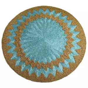 Nuevo mantel individual bordado a mano con cuentas de vidrio para eventos festivos y hogares. Mantel de la mejor calidad para mesa de café y comedor. - Product Image 5