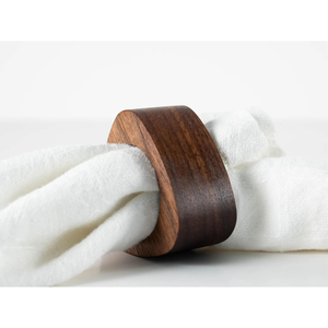 Porte-serviettes en bois faits à la main avec texture de bois naturel pour dîner en famille, mariage et événements spéciaux - Product Image 2