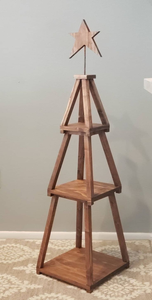 Árbol de Navidad de madera de pino natural de alta calidad hecho a mano con base para decoración navideña del hogar por Barkah Star. - Product Image 5