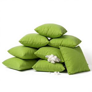 Housse de coussin minimaliste en coton vert uni de qualité supérieure, douce, écologique, lavable, pour hôtel, décoration de la maison, coussin de canapé moderne - Product Image 1