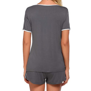 Ensemble 2 pièces décontracté pour femme en 100 % coton, avec logo personnalisé, t-shirt oversize et short à motif uni pour l'été – Vente en gros - Product Image 3