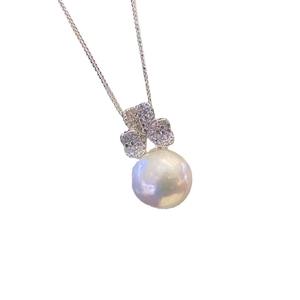 Collar Keshi de 9 mm con Luz Blanca Fría, Cadena de Plata Pura con Cierre, Textura Personalizada de Moda, Perla Keshi de Plata Pura - Product Image 5