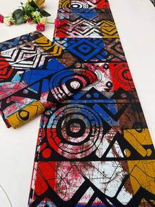 Tela de Algodón con Estampado Africano Multicolor Maputo de Alta Calidad con Patrones Vibrantes, Ideal para Ropa, Bolsos y Vestidos - Product Image 4