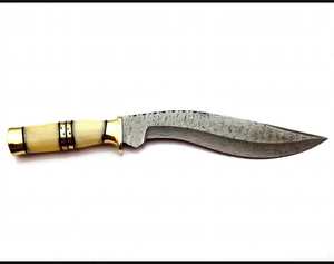 Herramienta Artesanal Recurva de Acero de Damasco Forjado a Mano con Mango de Hueso de Camello - Product Image 4
