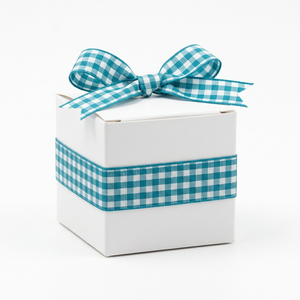 15mm Turquoise White Check Gingham Grosgrain Ribbon Export Quality Ready Stock for Favor Packaging Headbands <b>Scrapbook</b> Decor - Product Image 4