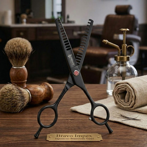 Ciseaux de barbier professionnels en acier inoxydable, lame courbée, pour droitiers, pour coiffeurs professionnels. - Product Image 1